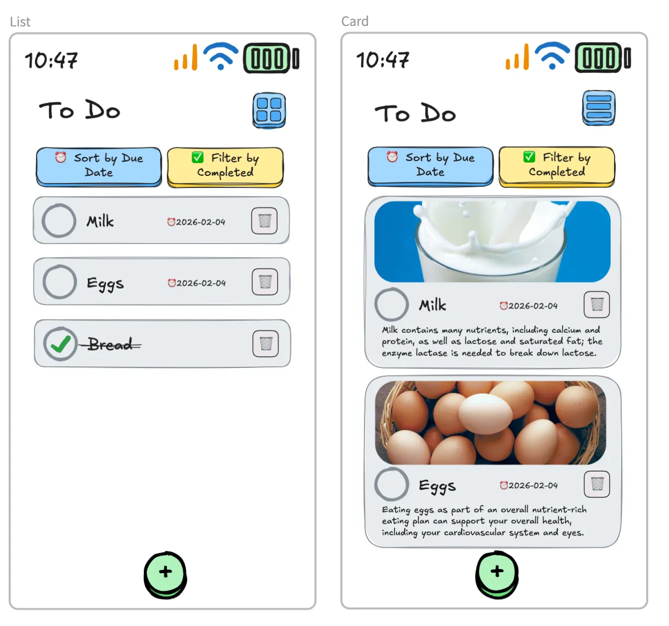 List and Card Views