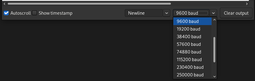 Selecting the Baud rate in the Arduino serial monitor